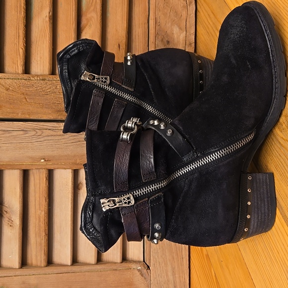 SALE!! A.S.98 CHESTER Black Sueded Leather Short Boots - Picture 6 of 14